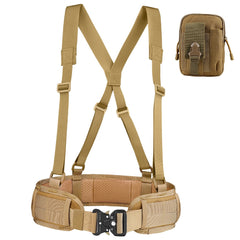 Multi Functional Quick Disassembly Tactical Belt Waist Cover Outdoor Training Cobra Belt Nylon Waist Belt Suit Khaki+Bag