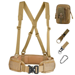 Multi Functional Quick Disassembly Tactical Belt Waist Cover Outdoor Training Cobra Belt Nylon Waist Belt Suit Khaki+Bag+3 accessories