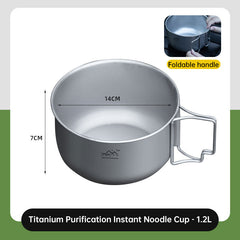 Titanium Alloy Camping Pot - Lightweight Collapsible Outdoor Cooking Pot 14cm