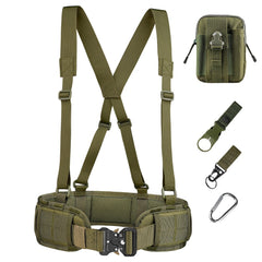 Multi Functional Quick Disassembly Tactical Belt Waist Cover Outdoor Training Cobra Belt Nylon Waist Belt Suit Green+Bag+3 accessories