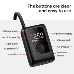 150PSI Rechargeable Electric Tire Pump with Light & LCD: for cars, bikes
