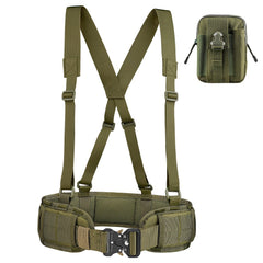 Multi Functional Quick Disassembly Tactical Belt Waist Cover Outdoor Training Cobra Belt Nylon Waist Belt Suit Green+Bag