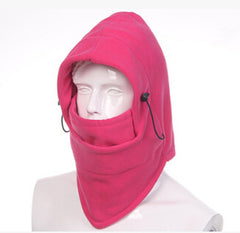 Outdoor Cycling Thermal Cap Cycling Face Protection Neck Windproof Fleece Cap Rose Red