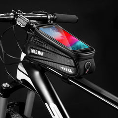 WILD MAN Hard shell bicycle bag front beam bag mountain bike phone touch screen upper tube bag saddle bag riding equipment