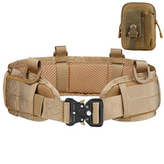 Multi Functional Quick Disassembly Tactical Belt Waist Cover Outdoor Training Cobra Belt Nylon Waist Belt Suit Belt khaki+waist cover+bag
