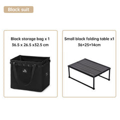 Outdoor Camping Portable Folding Storage Bag Equipment Tent Camping Cutlery Square Organizer Box black 2-piece set