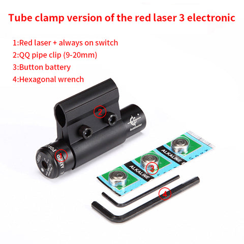 Mini Infrared Laser Sight Adjustable Red Laser Sight Up And Down, Left And Right, Card Slot Width Interchangeable JG8 Red Laser+Q Tube Clip