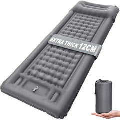 Outdoor thicken self-inflating camping mattress: ultralight, with built-in pump, ideal for travel, hiking, fishing. Gray