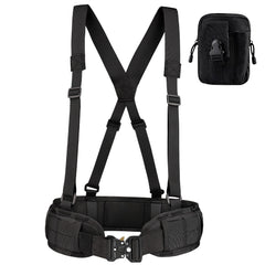 Multi Functional Quick Disassembly Tactical Belt Waist Cover Outdoor Training Cobra Belt Nylon Waist Belt Suit Black+Bag