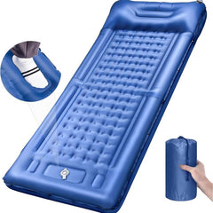 Outdoor thicken self-inflating camping mattress: ultralight, with built-in pump, ideal for travel, hiking, fishing. Blue