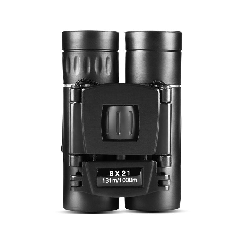 8x21 Compact Zoom Binoculars Long Range Folding HD Powerful Mini Telescope Bak4 FMC Optics Hunting Sports Black Kids Telescope 8x21