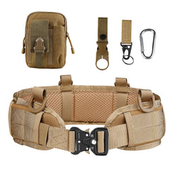 Multi Functional Quick Disassembly Tactical Belt Waist Cover Outdoor Training Cobra Belt Nylon Waist Belt Suit Belt khaki+belt cover+bag+3